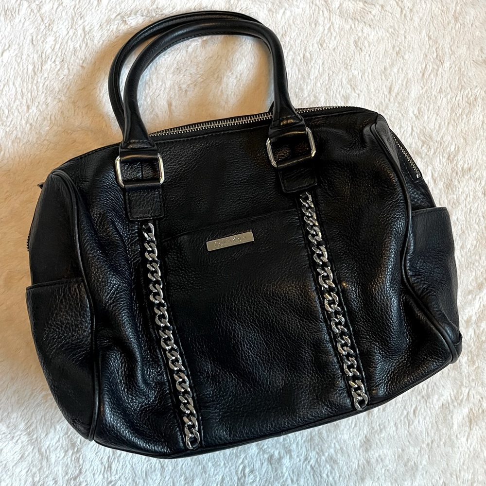 Calvin Klein Gorgeous Black Genuine Leather Large Handbag Perfect Condition